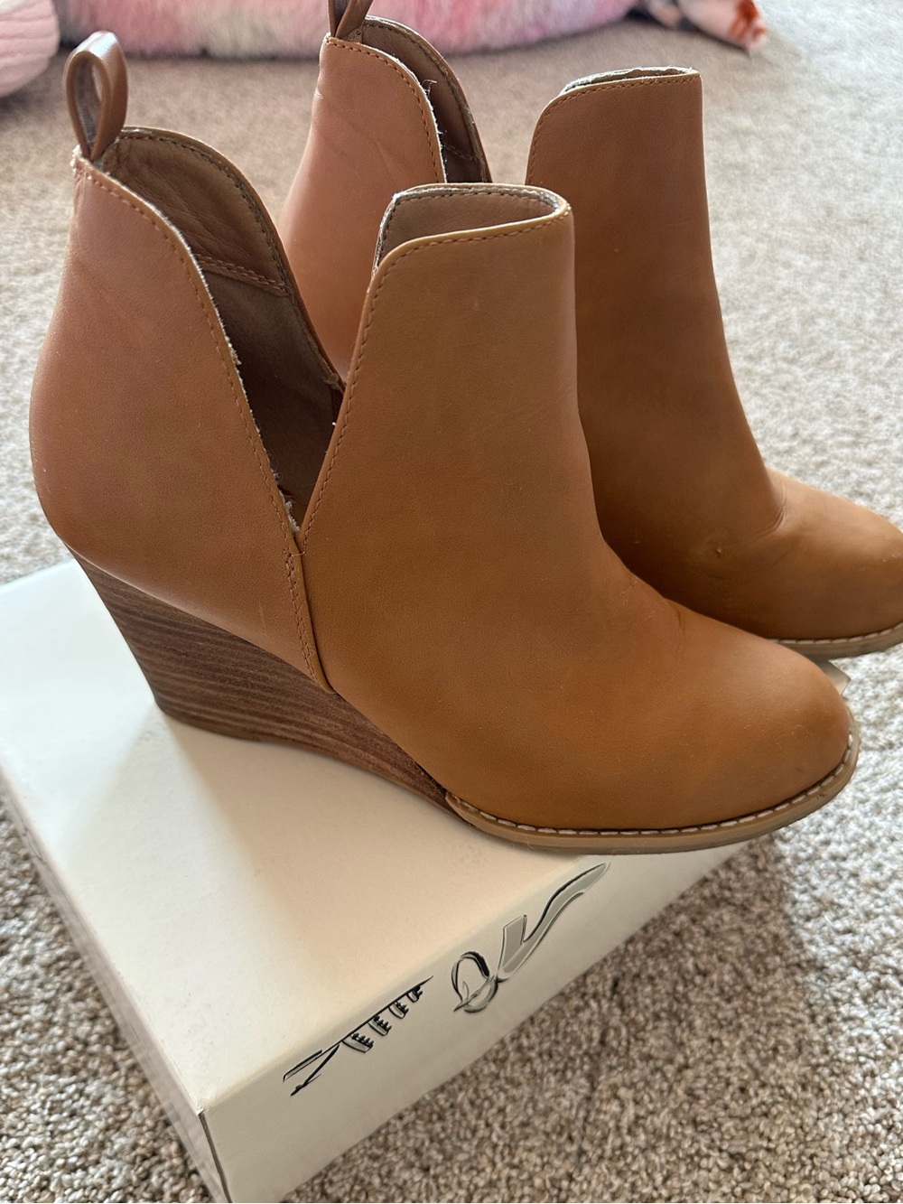 Wedge Ankle Booties in Tan